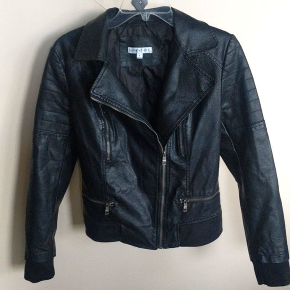 DownEast Vegan Leather Jacket w Removable Hoodie